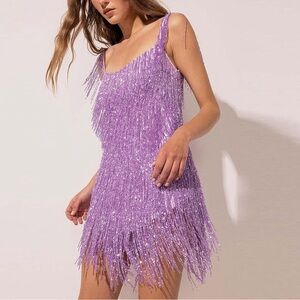 Purple fringe dress